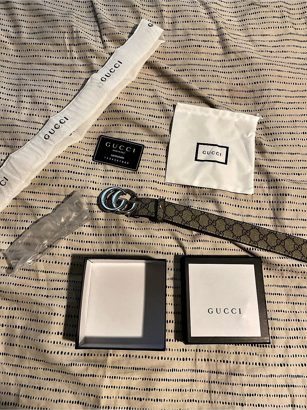 Gucci GG Marmont GG Supreme Belt Brown & Black US 40